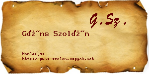 Güns Szolón névjegykártya